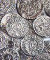 Selection of replica early medieval coinage prepared for a handling collection for a museum lecture. Size: average 18mm diameter